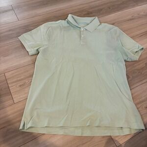 J Crew Mens L‎ Untucked Pique Polo Shirt Short Sleeve Light Green